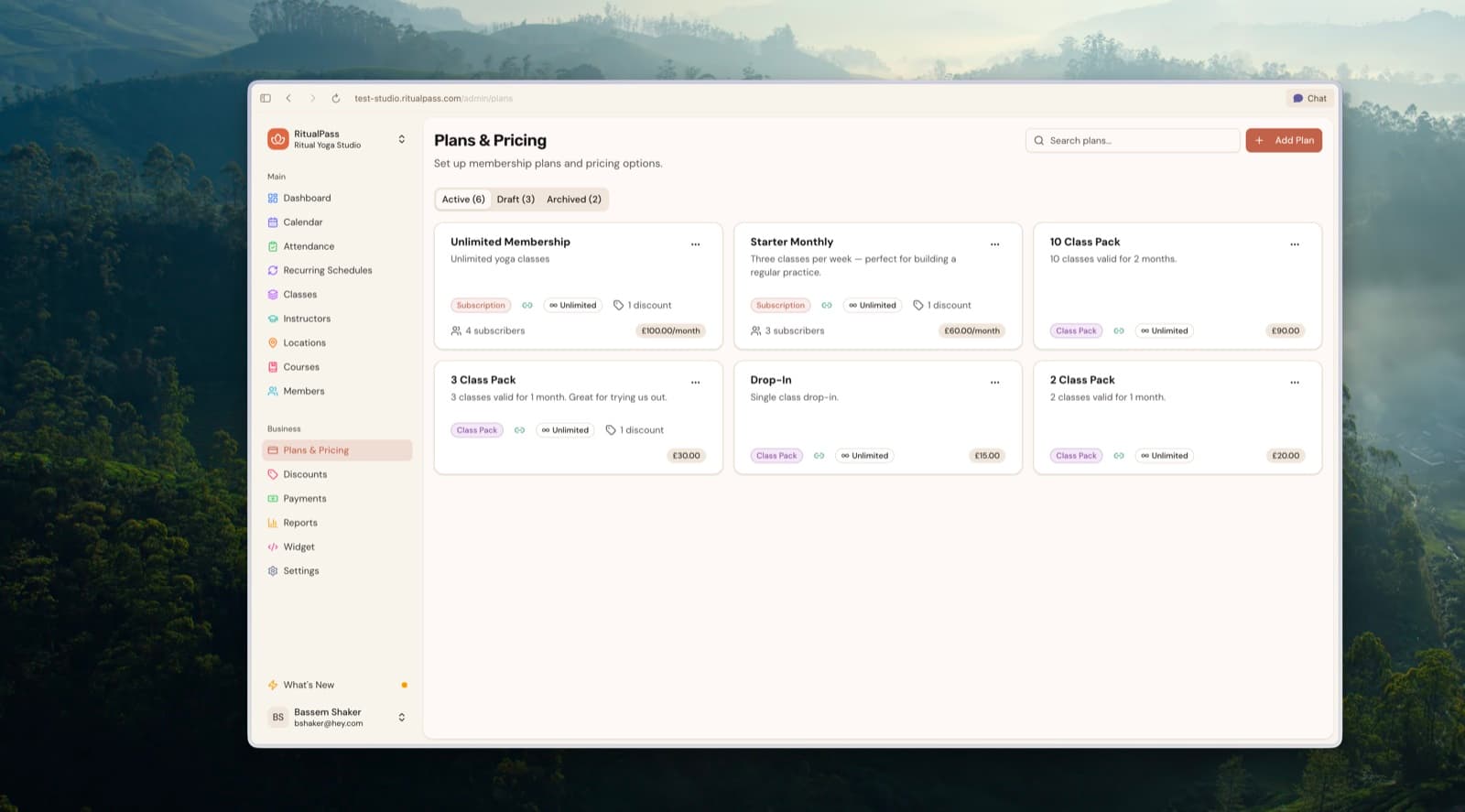 Membership plans and pricing management in RitualPass