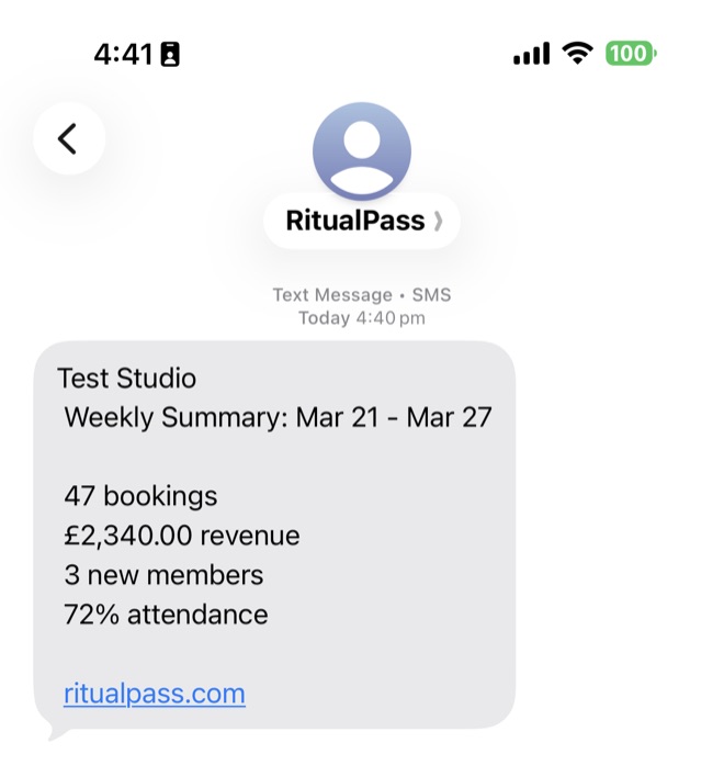 Weekly SMS summary on iPhone