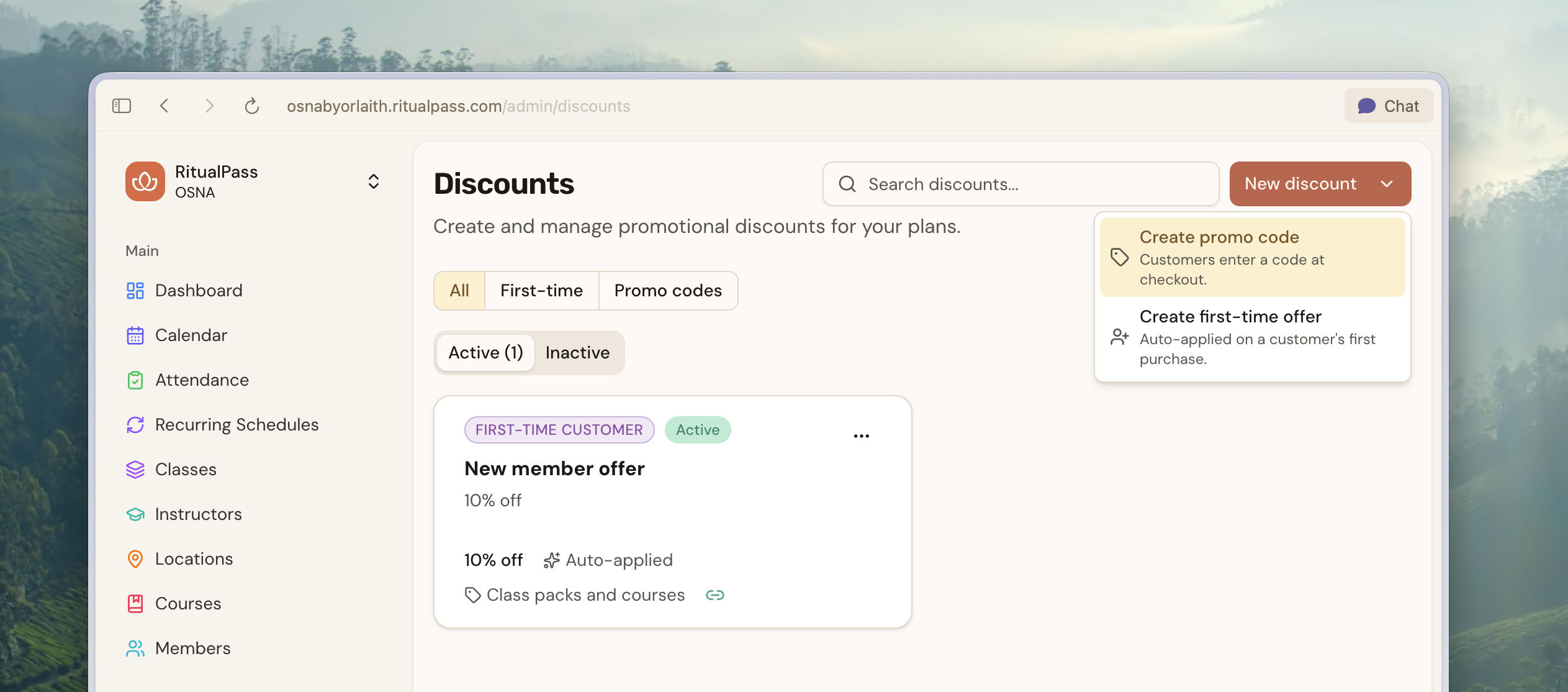 Discount codes in the studio dashboard